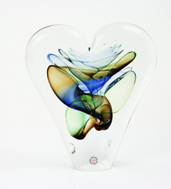 Hart, groot goud-blauw-groen